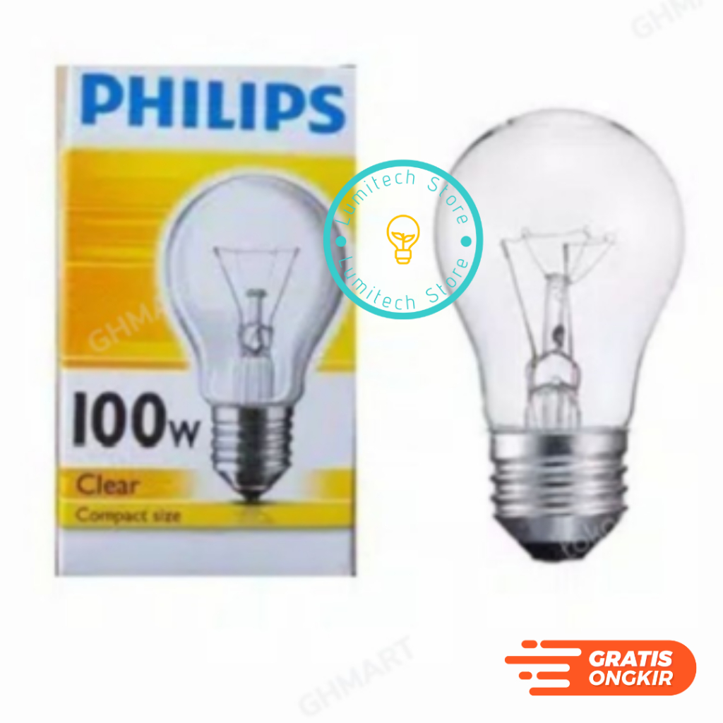 BOHLAM 15W 25W 60W 75W 100W LAMPU PIJAR PHILIPS CLEAR LAMPU PENGHANGAT - 75W