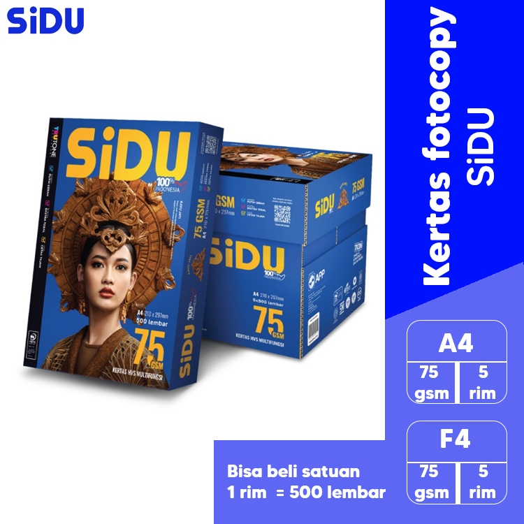 

Kertas Fotocopy SiDU 75 GSM A4 F4 - 1 rim 500 Lembar
