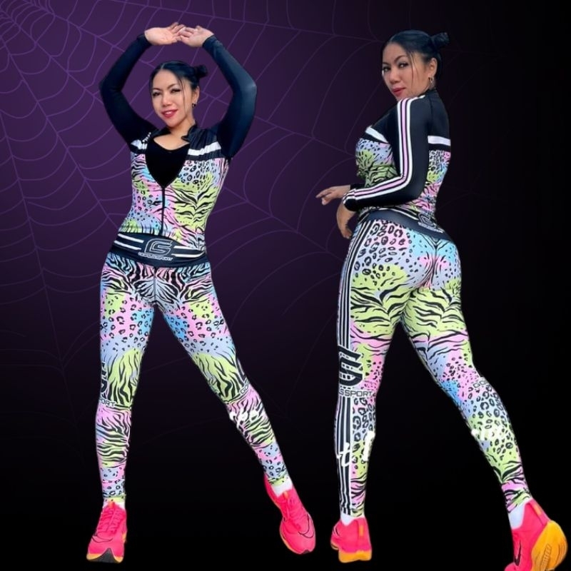 Setelan baju senam wanita SXB POWER ACTIVE TEN Baju olahraga senam/zumba/aerobik/gym/running