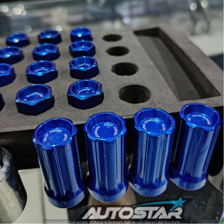 MUR RODA VELG RACING BLUE LUG NUT 1,5 PANJANG