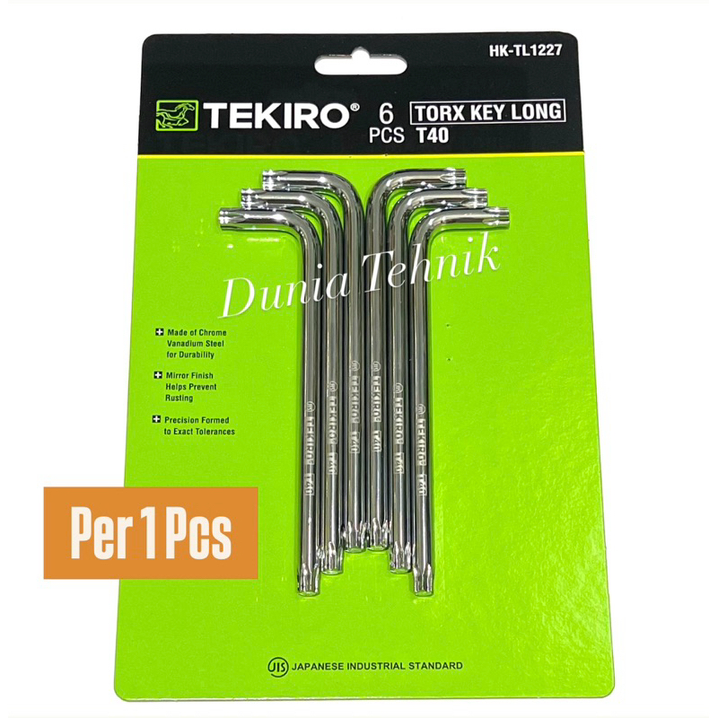 Kunci L Bintang T40 TEKIRO Satuan Torx Key Long T 40 Tanpa Lubang Kunci L Set Bintang Kunci L