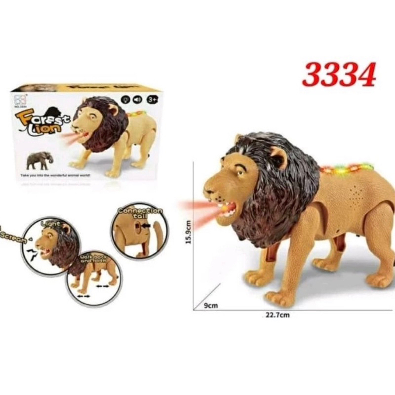 Mainan Singa Bisa Jalan Bersuara Baterai Hewan Lion Anak Edukasi