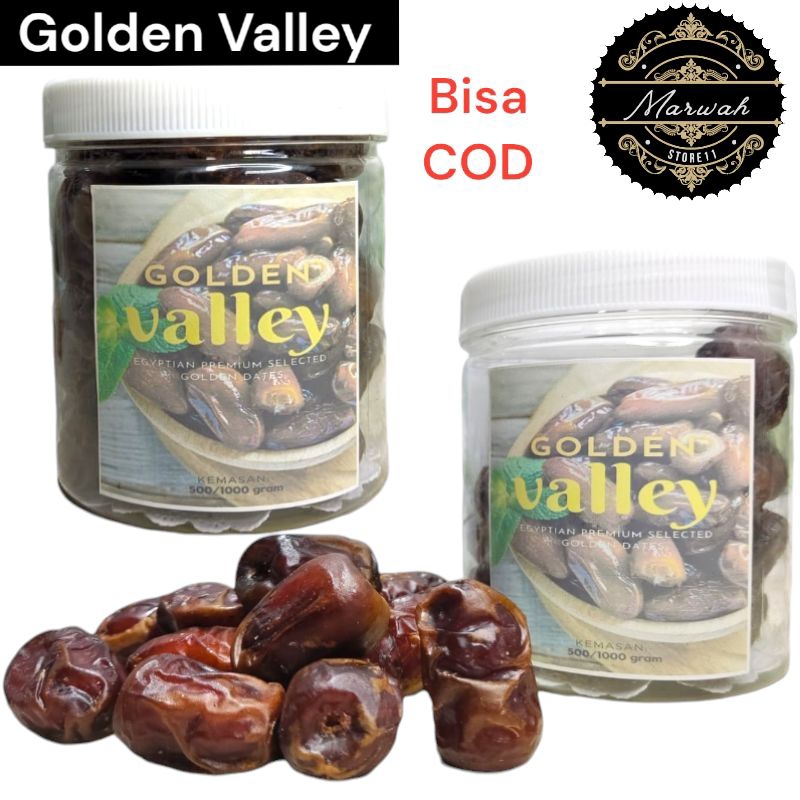 

KURMA GOLDEN VALLEY JUMBO/KURMA MESIR 500gr( KEMASAN TOPLES BULAT)