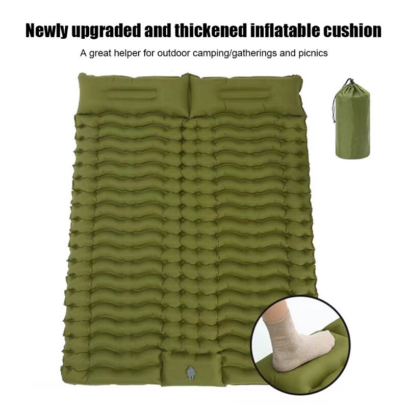 Kasur Matras Angin Double Moistureproof Foldable HQ 200 Ukuran 140x200cm DB-26 Green - Sleeping Pad 