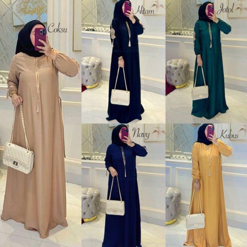 ABAYA TAROMPAH GAMIS RENDA MALAYSIA RAYON TWILL