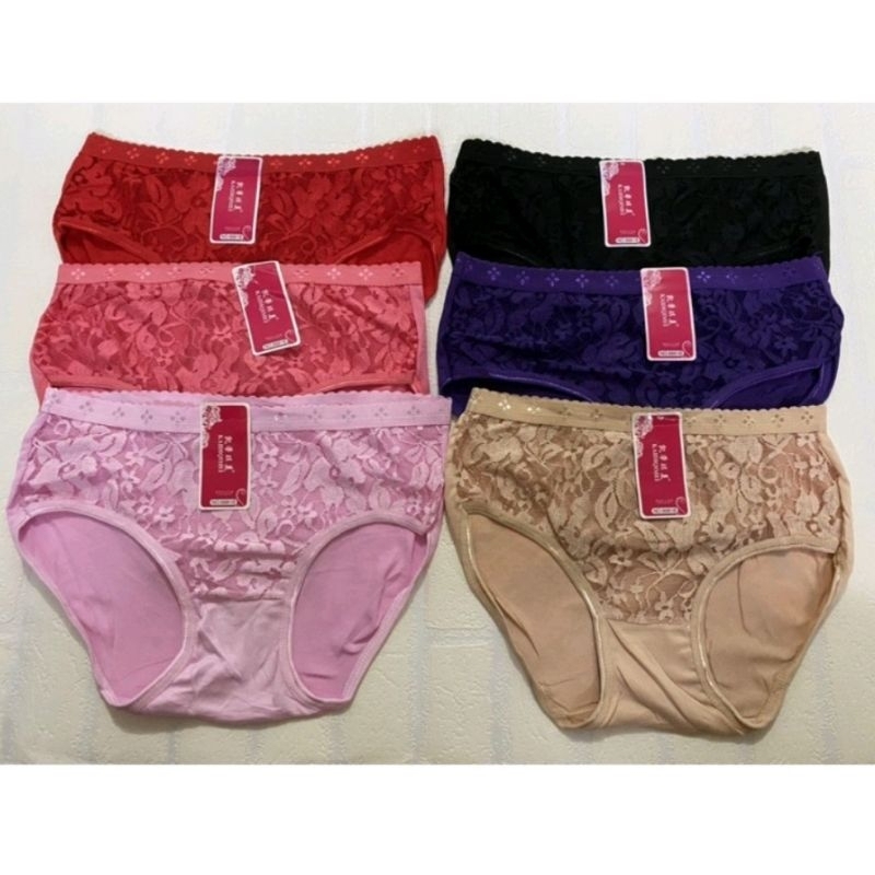 (isi 6 pcs) CD Kidiqimi celana dalam wanita transparan/ celana brokat depan lembut nyaman all size W