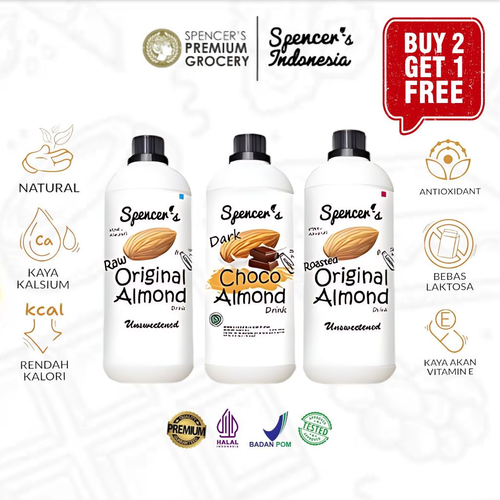 

[PROMO BUY 2 GET 1 FREE] Spencer's Almond Milk (1000ml) - Susu Almond ASI Booster Bebas Gula