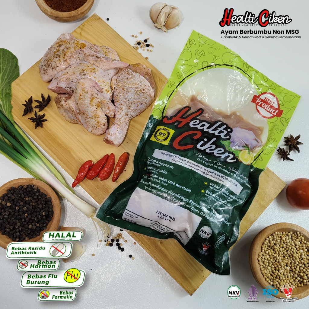 

HEALTI CIKEN AYAM POTONG 10 BERBUMBU (NON MSG) SIAP GORENG AYAM +PROBIOTIK & HERBAL PRODUK