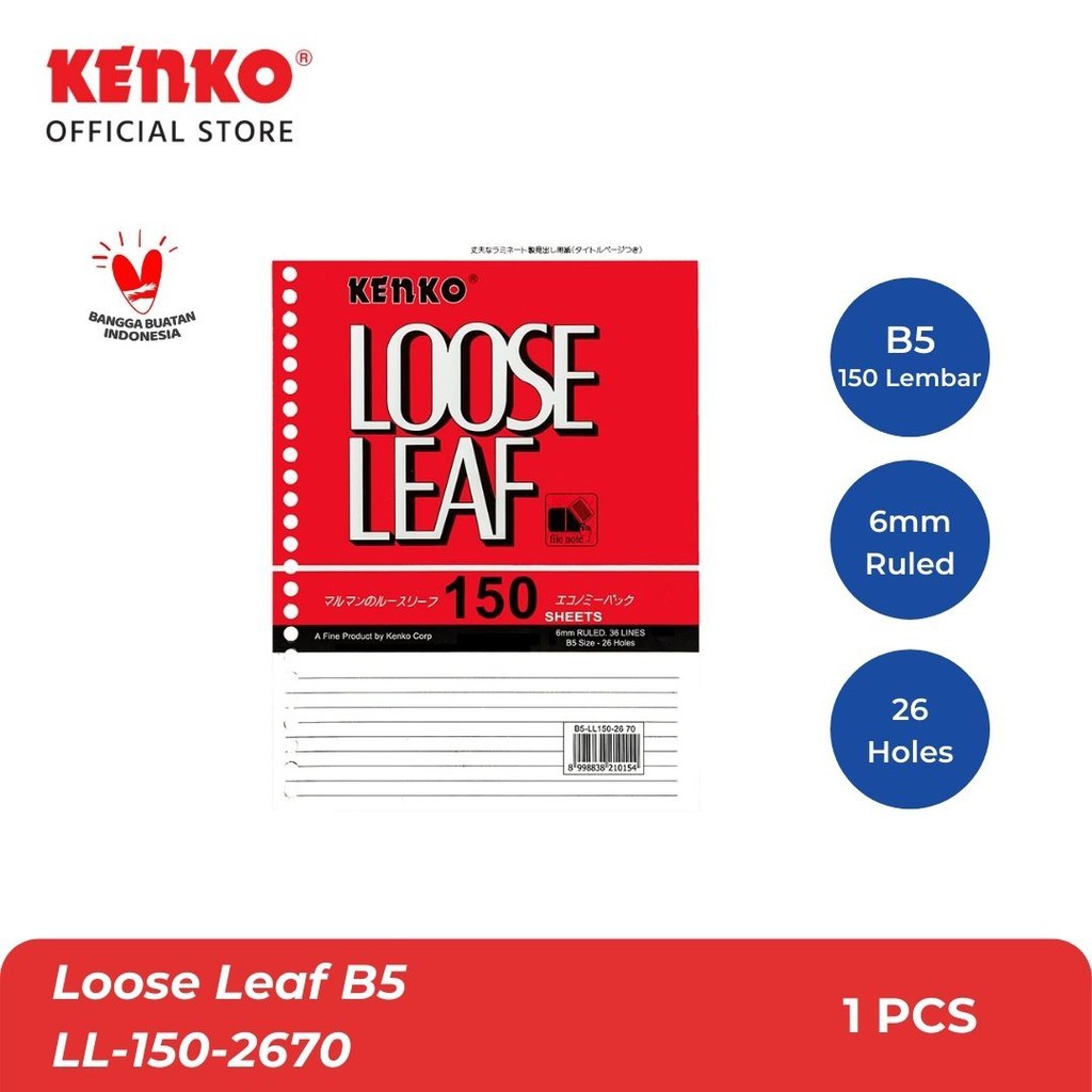 

Loose Leaf B5-LL 150-2670 (150 Sheet) KENKO