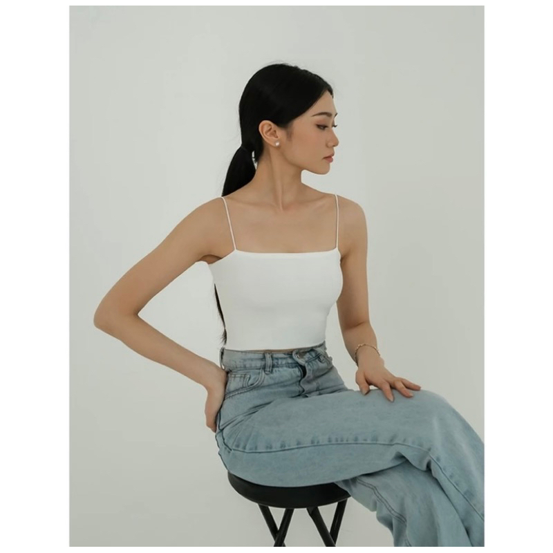 Calla Tanktop Crop Wanita / Square Tanktop Tali Spaghetti/ Korean Tanktop Sexy