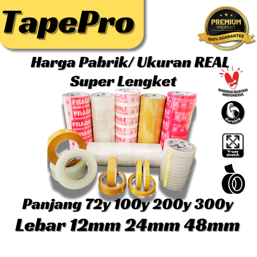 

(Min 3Pcs) Lakban Bening Coklat 12mm 24mm 48mm 100yard 200yard 300yard