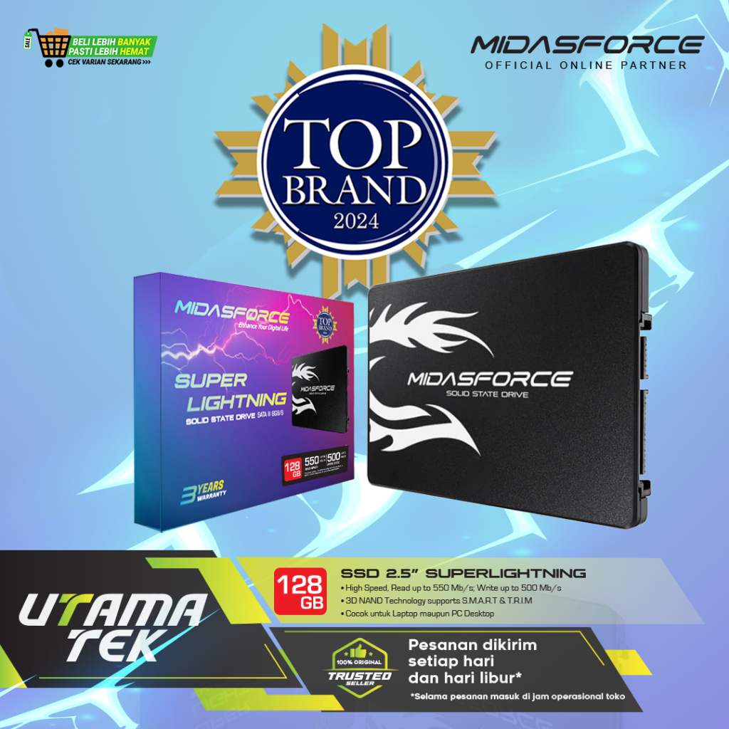 SSD MIDASFORCE 128 GB RESMI ORIGINAL SSD 128GB