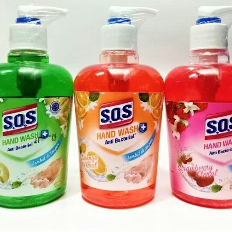 SOS Handsoap Handwash Antibacterial Refill Botol Pump Aroma Buah - SOS Sabun Cuci Tangan