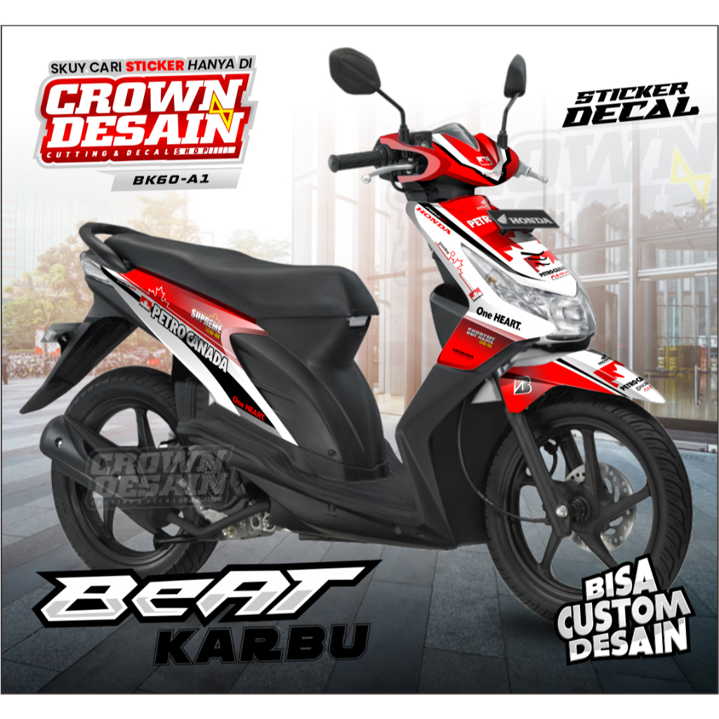 Stiker Decal Beat Karbu Desain PETRONAS Variasi Desain - Decal Fullbody Beat Karbu Old Bisa Custom -