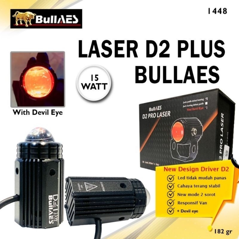 LAMPU TEMBAK LASER D2 PLUS HI LOO 15 WATT LASER OUTPUT MERK BULLAES