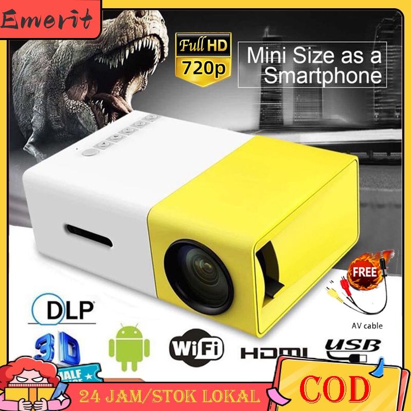 【HD】Proyektor mini YG300 Portable Led mini Proyektor hp mini Home Theater HDMI mini Proyektor