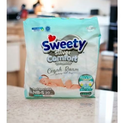 SWEETY SILVER COMFORT SIZE NB-S isi 20 Pcs_PAMPERS POPOK PEREKAT BAYI|NEW BORN| POPOK BAYI BARU LAHI