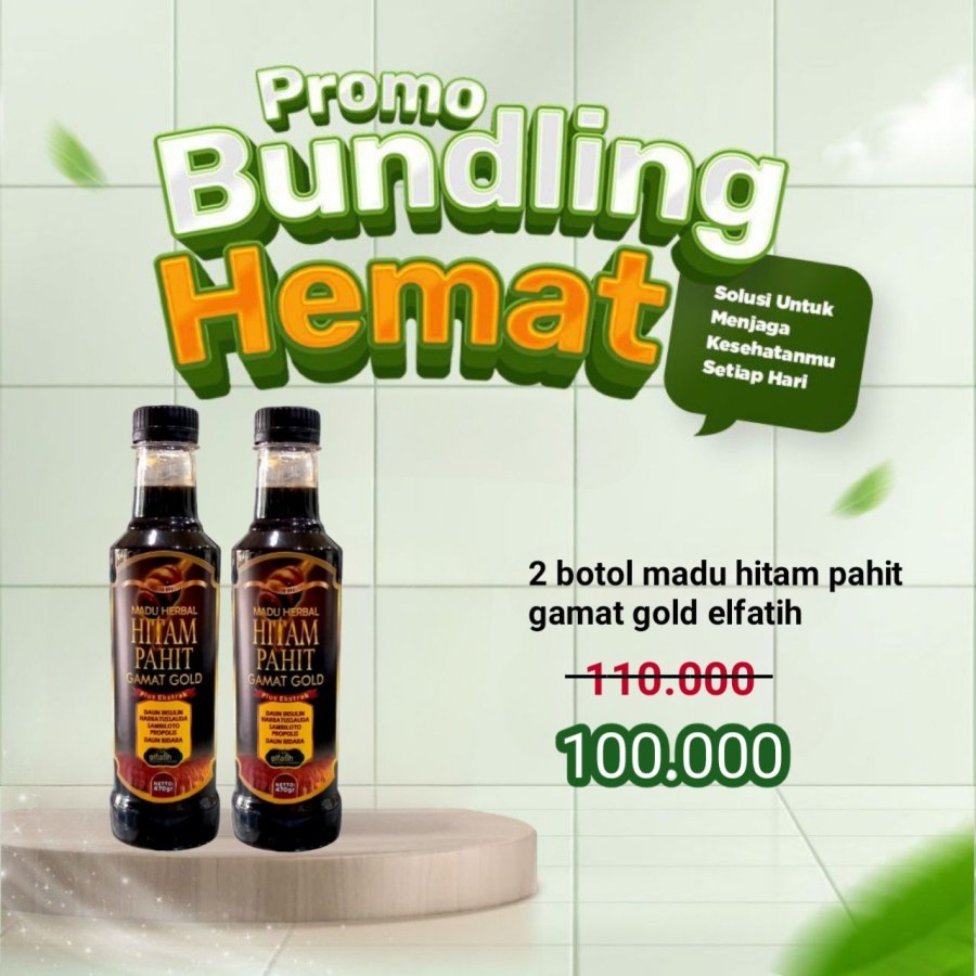 

Paket 2 Botol Madu Hitam Pahit Gamat Gold & Daun Bidara Madu Ramuan Herbal