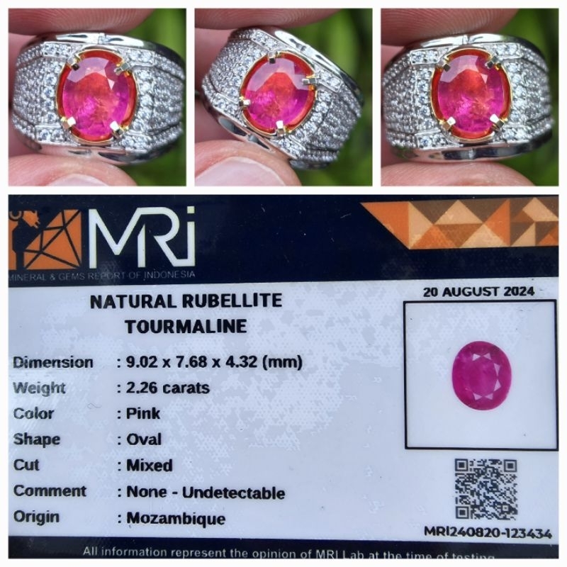 Natural Rubellite Tourmaline Memo 2.26 crt