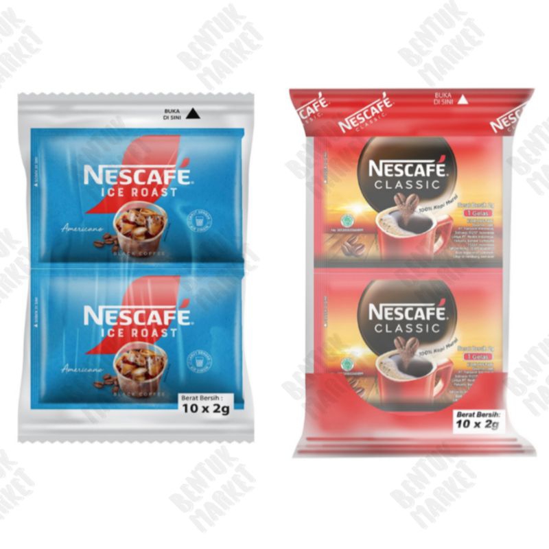 

Nescafe Ice Roast Americano Bag 10x2gr / Nescafe Klasik 10x2gr / Kopi Bubuk / Kopi Instan