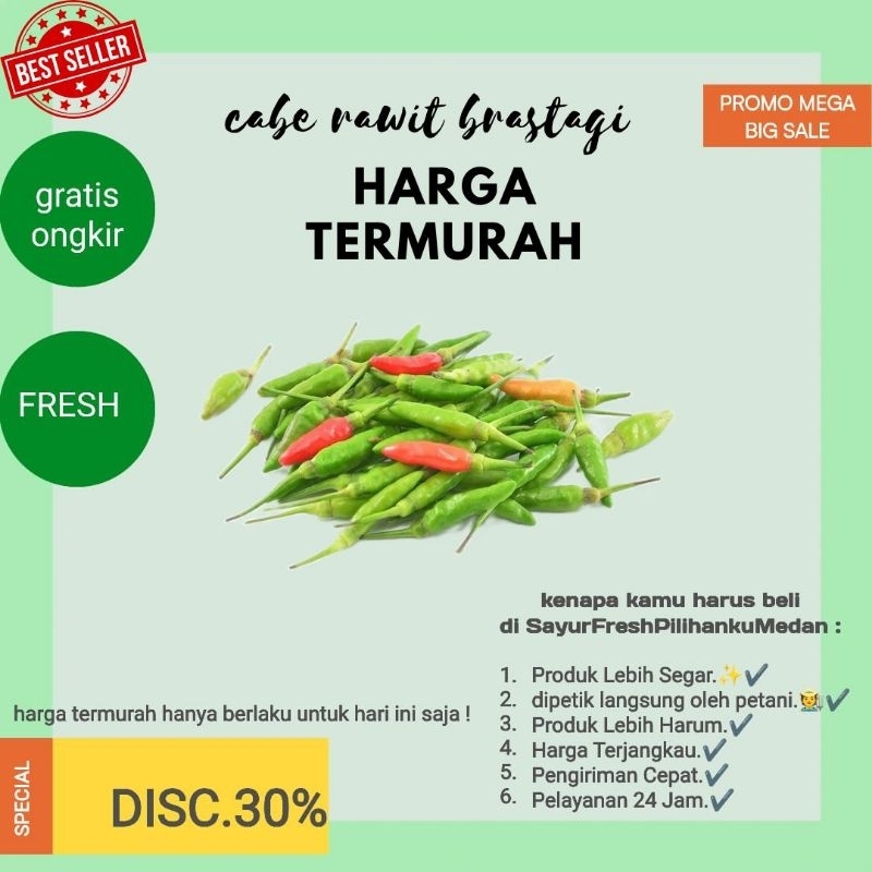 

promo termurah cabai rawit asli brastagi lebih segar pedesnya nampolll bikin sambal & masakan lebih enak di panen langsung oleh petani berstagi ready stok siap kirim gratis ongkir | sayur segar medan