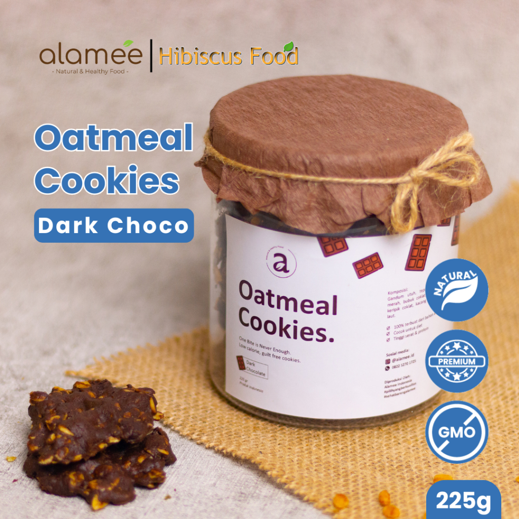 

ALAMEE Oatmeal Diet Cookies - Cemilan Dark Choco Chocolate Snack Kue Kukis Sehat Healthy Snack 225gr