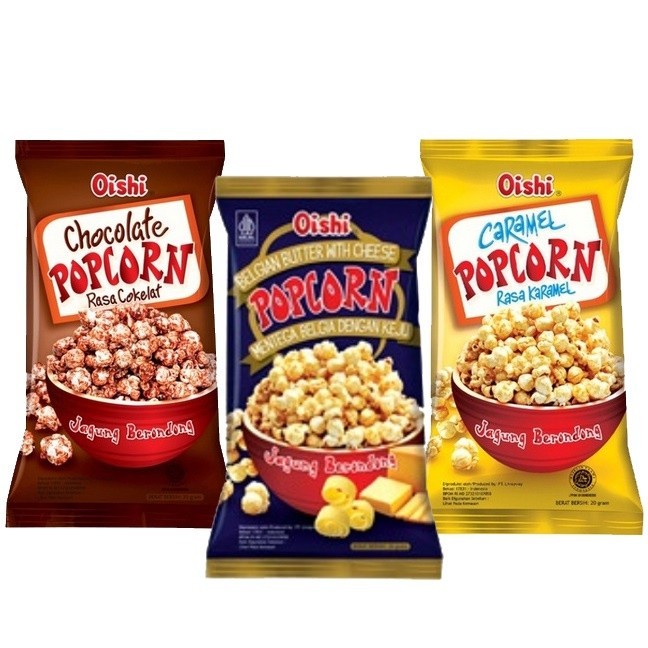 

Oishi Popcorn 20gr mini Belgian Butter Coklat Caramel Snack Jagung Berondong Aneka Rasa renceng Snack Cemilan Anak CHiki