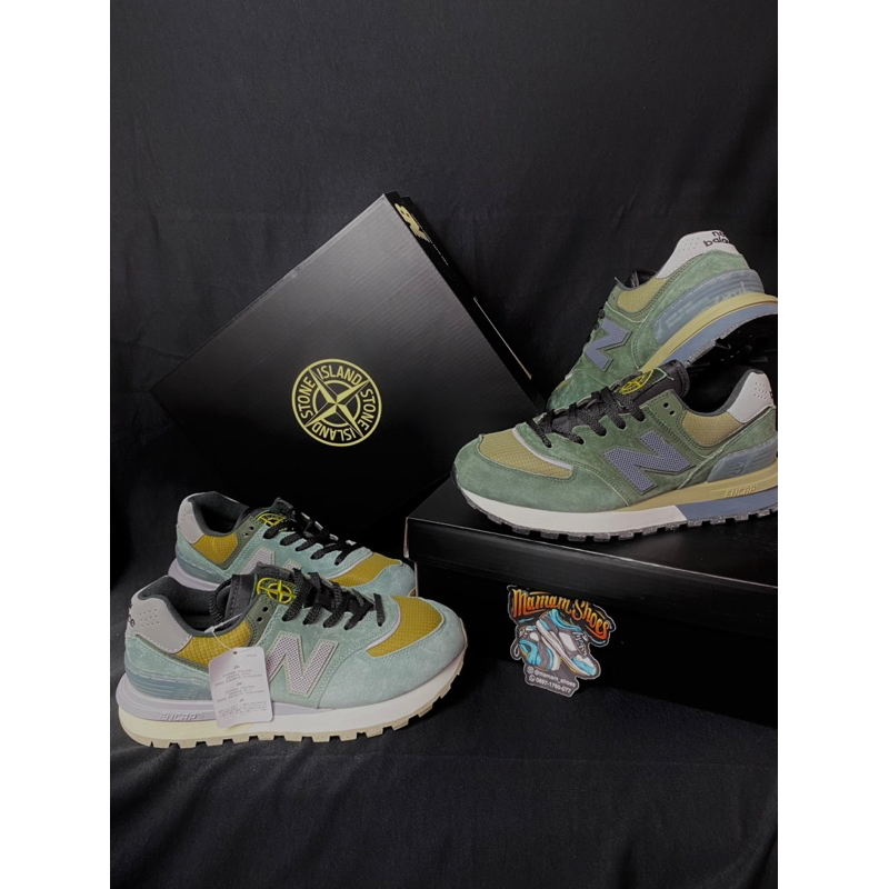 NB 574 Legacy x Stone Island Dark Green & Light Green