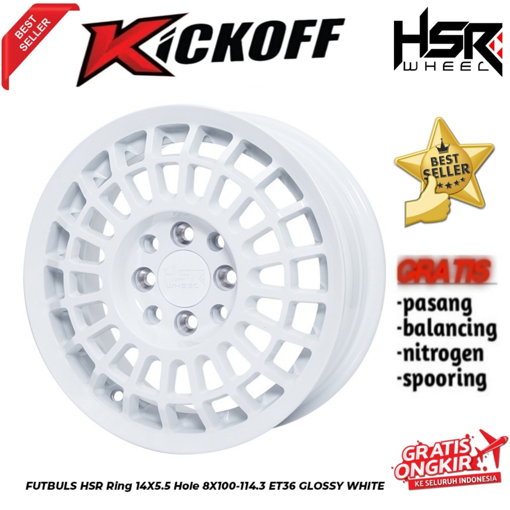 VELG RACING HSR RING 14 FUTBULS HSR LEBAR 5,5 BUAT WULING AIR EV AVEGA ACCENT BRIO DLL