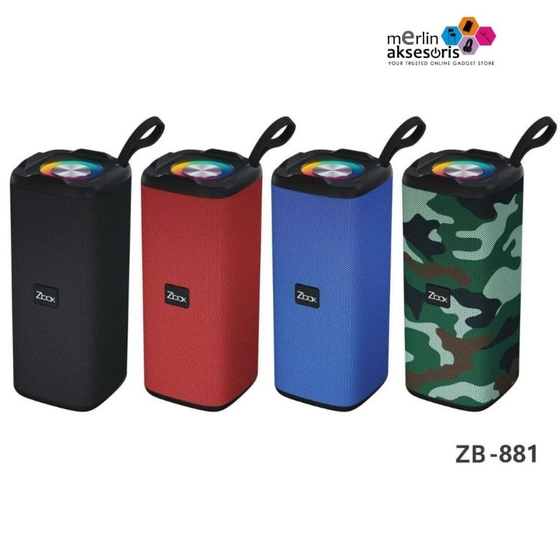 Speaker bluetooth portabel wireless ZBOX ZB-881+led stereo super bass