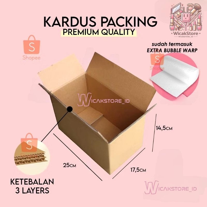 

WICA KARDUS PACKING PREMIUM + EXTRA BUBBLE (Tambahkan ke Keranjang agar packing lebih aman)