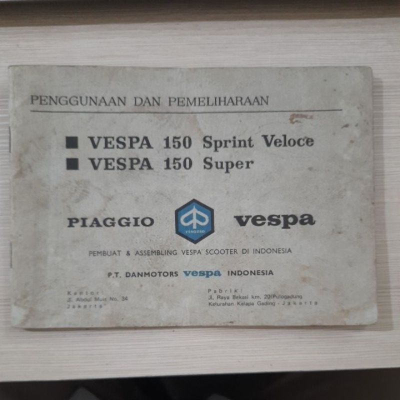 manual book buku petunjuk vespa super sprint