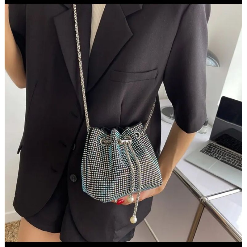 Tas serut selempang wanita impor blink blink kekinian