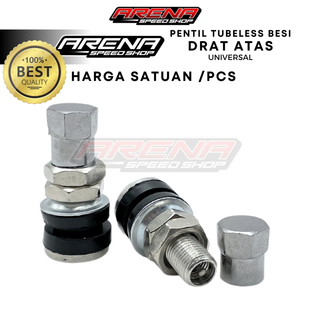 ARENA Pentil Tubeless Besi Pendek Drat Atas Universal Picu Tubles Original Arena Speedshop