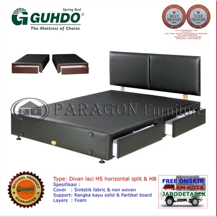 Divan Laci HS & HB Atlantic Putih (TANPA KASUR) - Guhdo Spring bed
