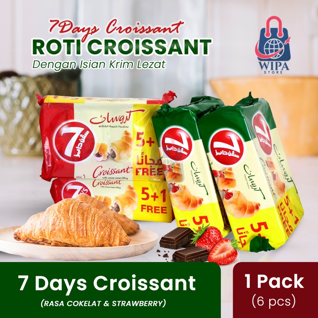 

Roti 7 days croissant Asli Arab 5 pcs + gratis 1 pcs