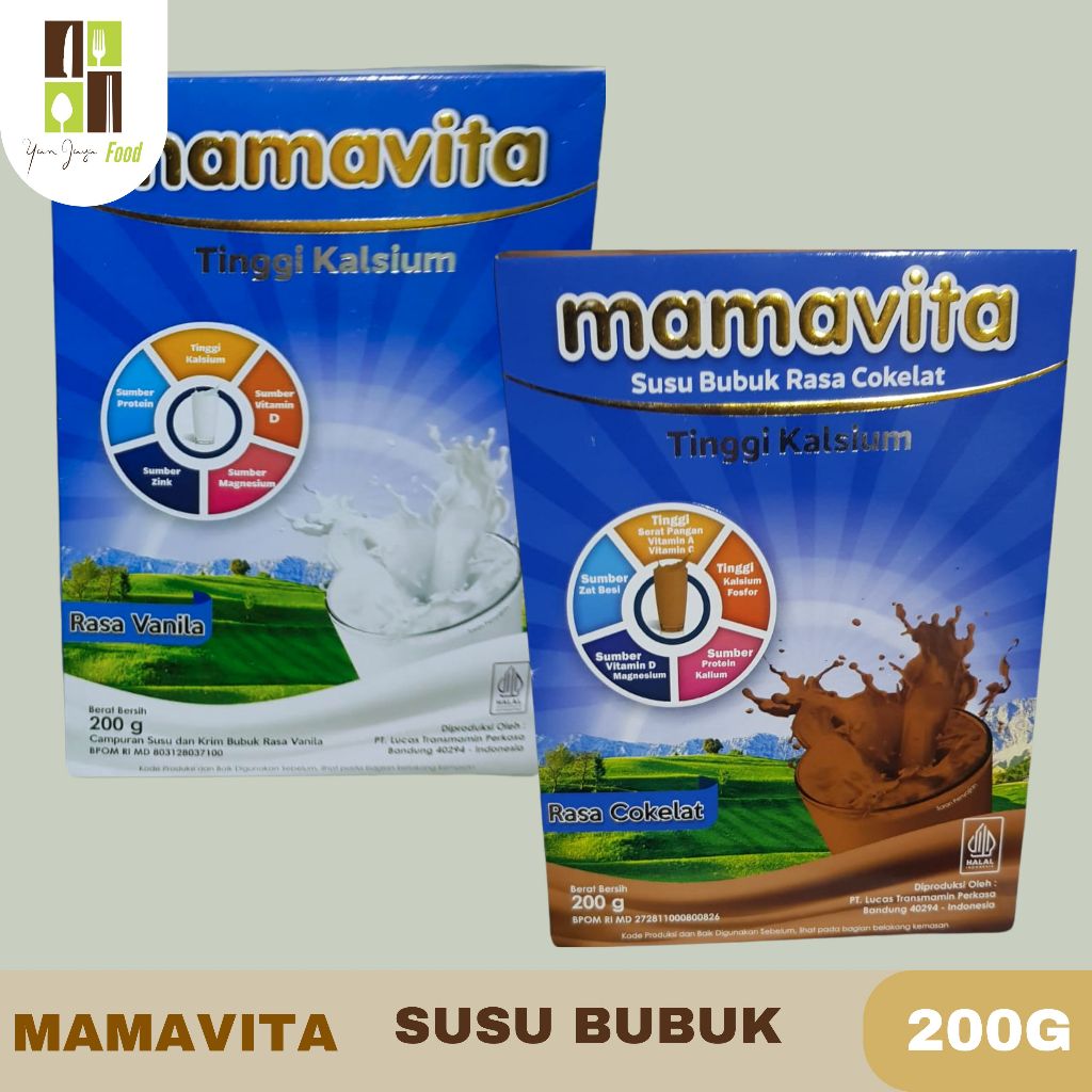 

Mamavita Susu Bubuk / Susu Tinggi Kalsium / Campuran Susu / Krim Bubuk /Rasa Vanila / Coklat Kemasan 200g