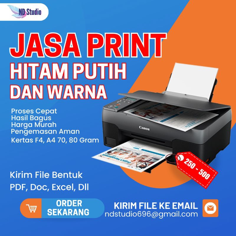 

JASA PRINT DOKUMEN FULL WARNA / HITAM PUTIH KERTAS A4 / F4