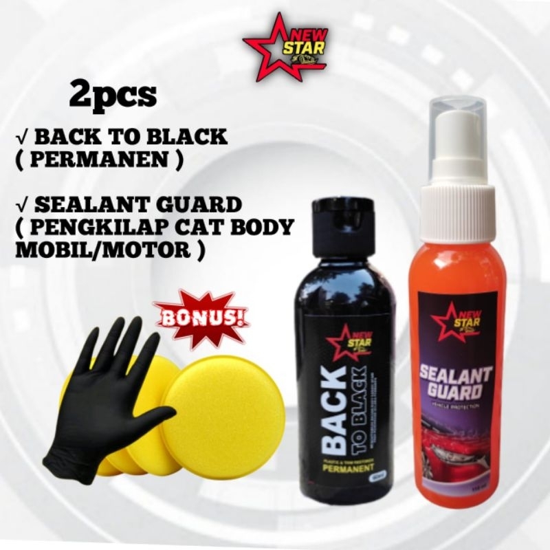 Paket 2botol - Penghitam body motor permanen & Pengkilap Cat body mobil/motor/sealant guard/penghita