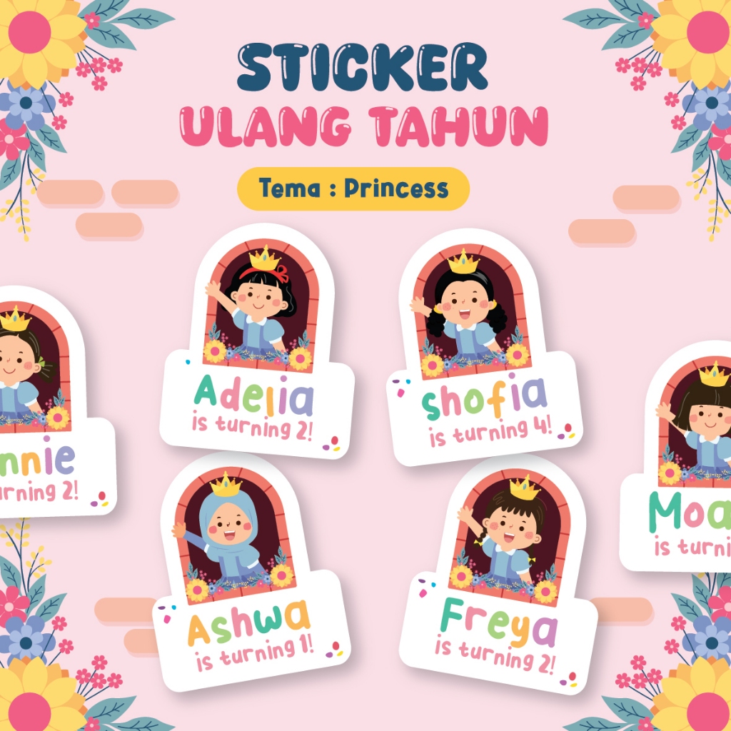 

Sticker Ulang Tahun Anak Princess Series Sticker Bento Birthday Sticker Anak souvenir