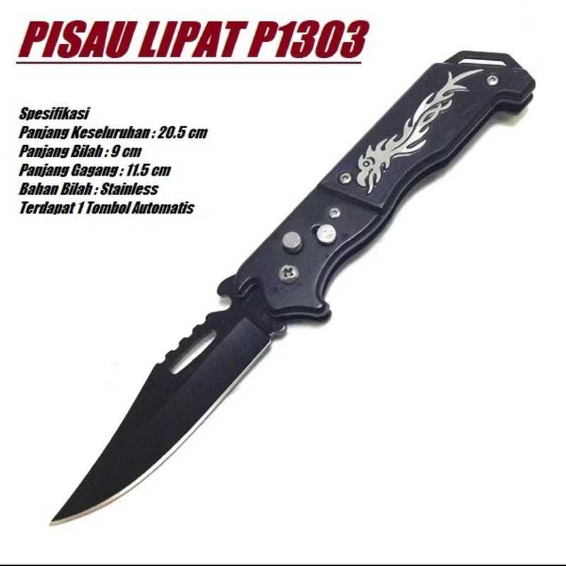 Pisau lipat hunting P1303 pisau lipat automatis ALAT PEMOTONG BUAH SAYUR OUTDOOR