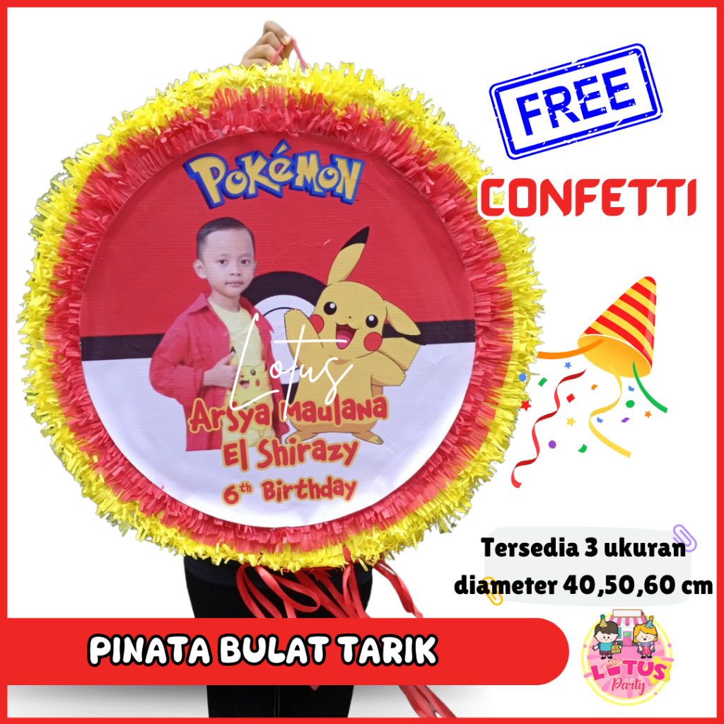 Pinata bulat tarik/pinata ulang tahun/pinata custom/pinata tarik