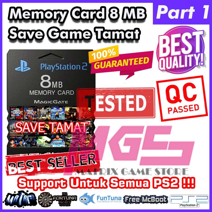 Memory Card 8 MB Save Game Tamat MC 8MB PS2 PS 2 Part 1