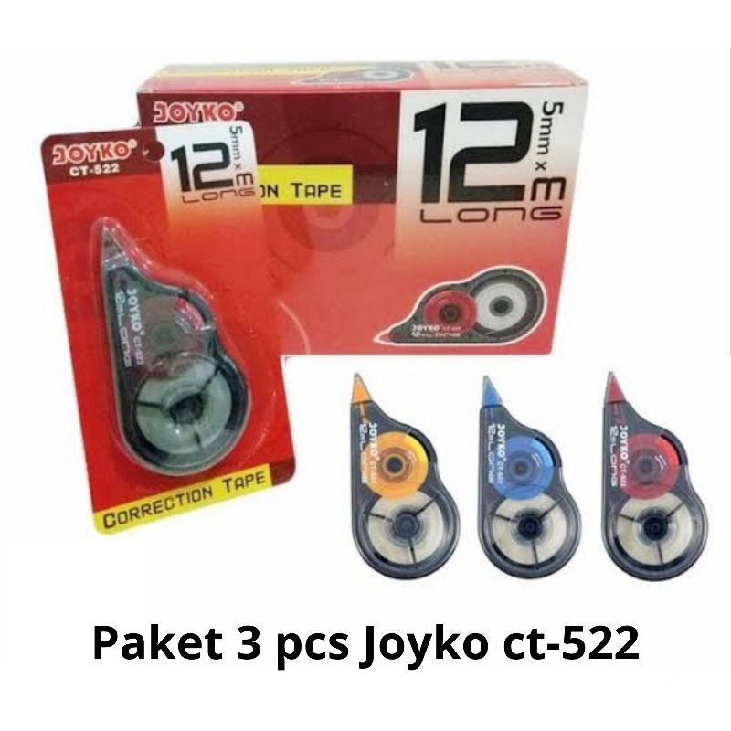 

Paket 3 Pcs Correction Tape Joyko ct-522