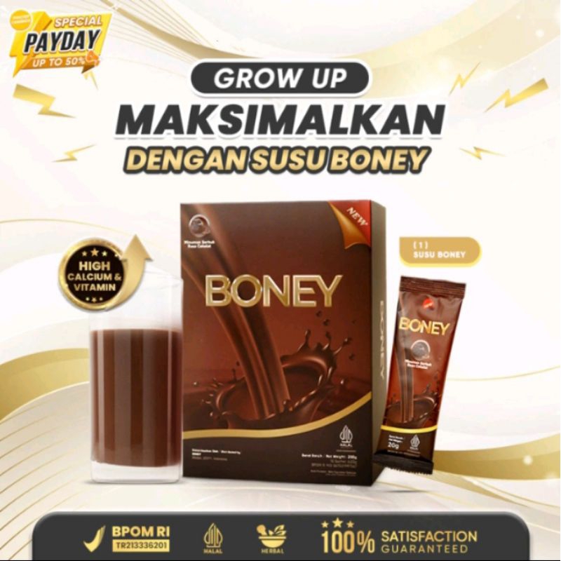 

100% Original Susu Boney Asli Rasa Coklat Minuman Serbuk Peninggi Badan Cepat Terbaik Resmi BPOM