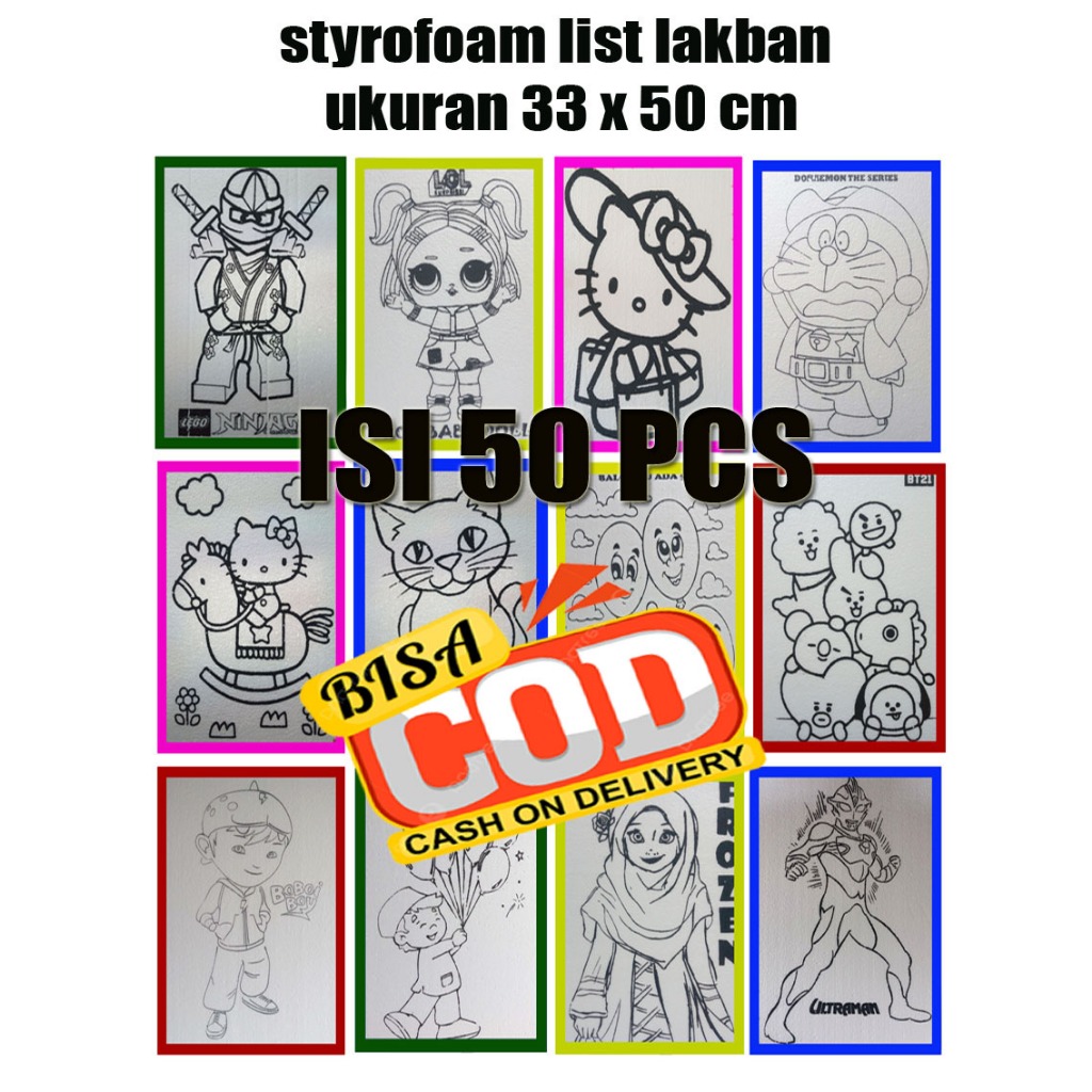 

Paket 50 pcs styrofoam List lakban uk 33x50