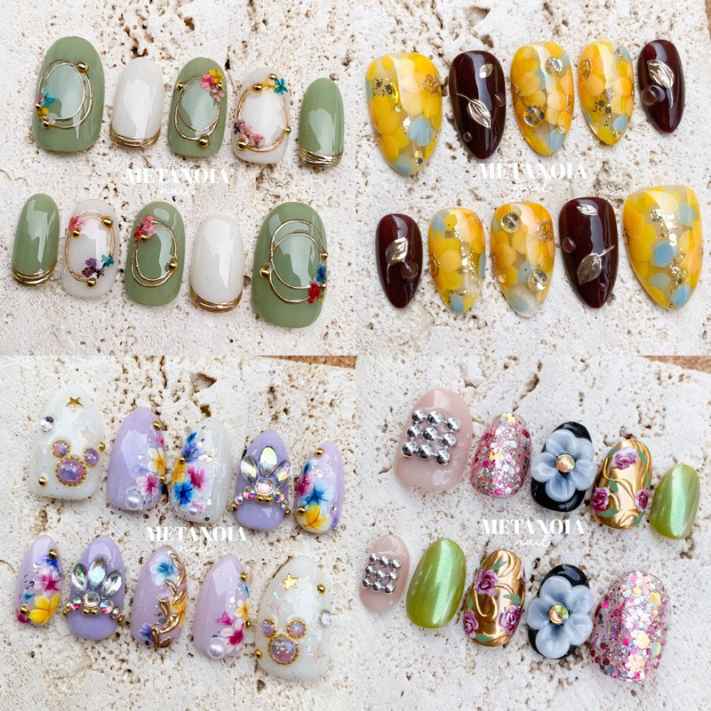 BISA CUSTOM ✅ - PREMIUM PRESS ON NAILS KUKU PALSU FAKE NAIL ART NAILART WEDDING FLOWERS BUNGA KERING