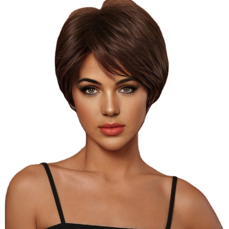 Penjualan Spesial  Wig Wanita Rambut Pendek Poni Samping  Wig Rambut Pendek Lurus