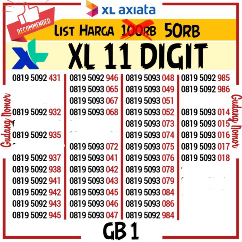 Nomor Cantik XL 11 Digit Nomer Cantik XL Kartu Cantik XL 888 999 777
