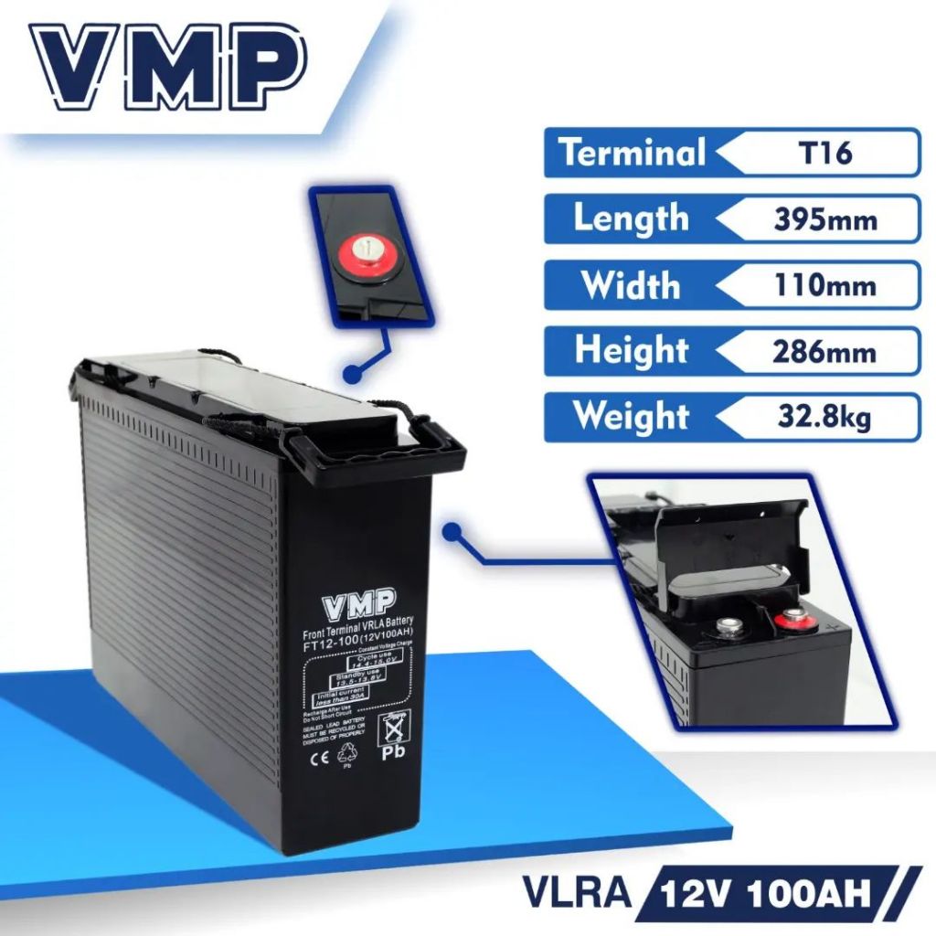 vmp aki kering front terminal deep cycle 12v 100ah battery baterai 12 v 100 AH - VMP 12V 100AH